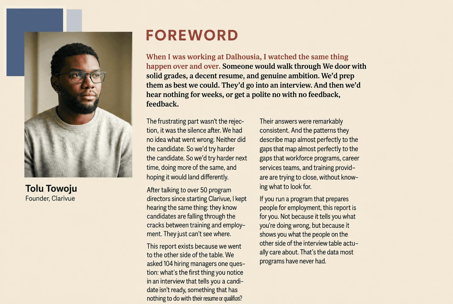 Foreword by Tolu Towoju, Founder of Clarivue